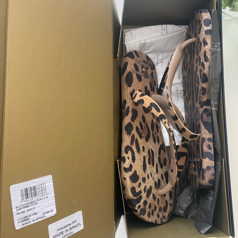 Dolce&Gabbana x Havaianas Leopard Animal Print Flip Flop Sandals US 11/12W 10